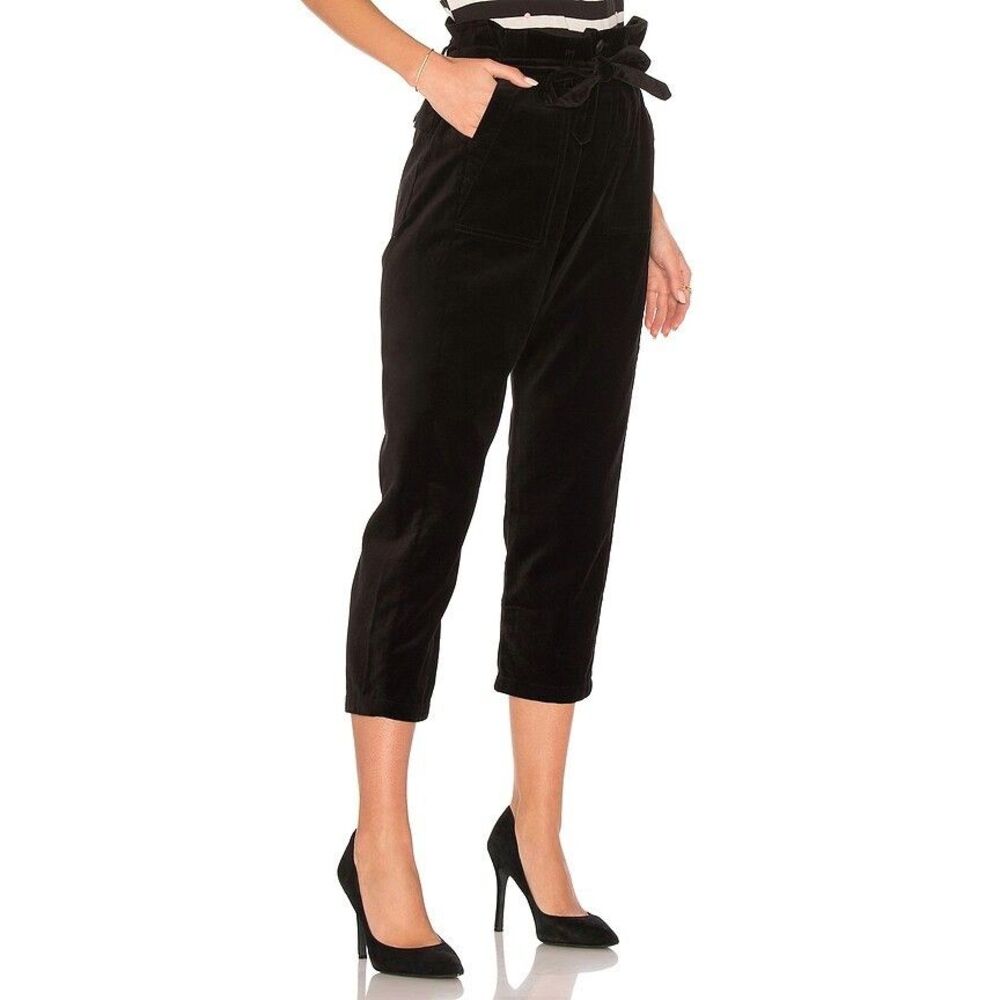 The Great The Convertible Trouser Pant in Black Velvet Size 2 Medium